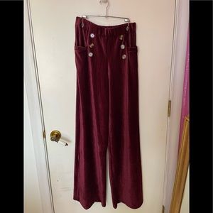 Velvet burgundy sailor pants